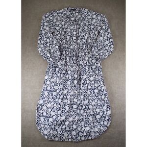 J.Crew Tie-Waist Cotton Voile Midi Dress Navy Rose Vines Size 8